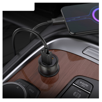 Picture of Hoco Z52 38 W Car Charger | USB‑C PD 20 W + USB‑A QC 18 W | Compact 59×28 mm, 21 g | Dual-Port Fast Charge | Overcurrent & Overvoltage Protection | Universal Compatibility