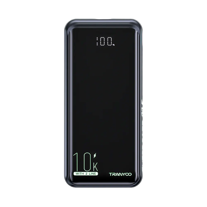 Picture of Tranyoo T‑K16 | 10,000 mAh Power Bank 22.5 W Fast Charge | Built‑in USB‑C & Lightning Cables | Digital LED Display, Ultra‑Slim, Multiple Device Charging