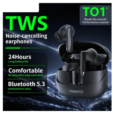Picture of TRANYOO T‑M26 TWS | Bluetooth 5.3 | IPX5 Waterproof | Touch Control | Noise Reduction Mic | 20 h Playtime | Bangladeshi Affordable Wireless Earbuds