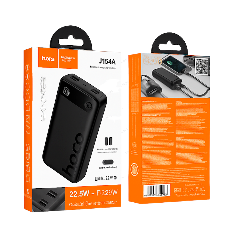 Picture of HOCO | J154A “Victorious” 20000mAh Power Bank | 22.5W Fast Charge + PD 20W | 3 Outputs (USB-A×2 22.5W, USB-C 20W) | USB-C 18W Input | LED Digital Display | For Android & iPhone