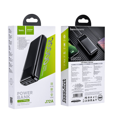 Picture of HOCO | J72A Easy Travel 20000mAh Power Bank | Dual USB 5V/2A Output | Type-C & Micro-USB Input | LED Battery Indicator | ABS+PC Shell 145×68×28mm | For Android & iPhone