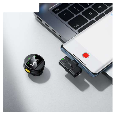 Picture of HOCO | L21 “Charm” Wireless Lavalier Microphone | Type-C or Lightning Receiver | Omnidirectional Electret, ENC Noise Reduction | Clip-On, Plug & Play | For Android & iPhone
