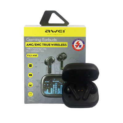 Picture of Awei | T53 ANC TWS Wireless Earbuds | Bluetooth 5.3, ANC+ENC, 10mm Driver | 7h Playtime, 300mAh Case, USB-C Fast Charge | Low-Latency Gaming, RGB Lights, IPX6 | For Android & iPhone