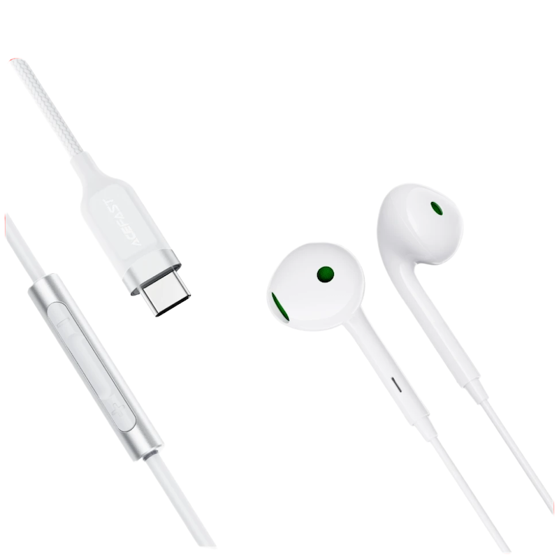 Picture of ACEFAST | L7 Type-C Semi In-Ear Wired Earphones with Mic | USB-C Plug-and-Play | Anti-Spray Noise-Reduction Mic | 1.2m Tangle-Resistant Cable, 16g | TPE+ABS+Aluminum+Nylon | For Android USB-C Phones & Tablets