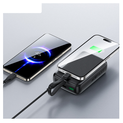 Picture of ACEFAST | M14 PD22.5W 20000mAh Power Bank with Built-in USB-C Cable | 22.5W USB-C & USB-A Fast Charge | PD3.0/PPS/QC4+ | LED Digital Display, Pass-Through | 113×71.5×30mm, 328g | For Android & iPhone.