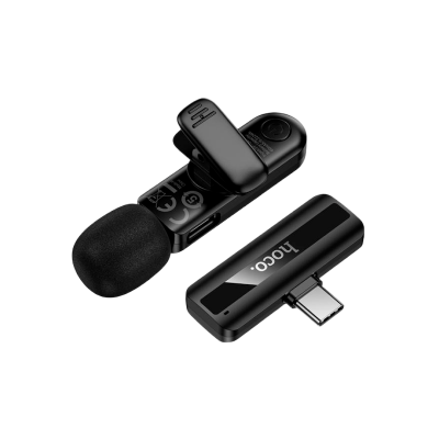 Picture of Hoco | L20 Fair | USB-C Wireless Lavalier Microphone | 2.4GHz Plug-and-Play | Omnidirectional Electret | Noise Reduction | 10–15m Range | 60mAh ~3–4H | Type-C Receiver | Clip-On Mic for Android & iPhone 15 Vlog/Live/Interview