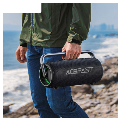 Picture of ACEFAST | K2 Pro | 120W Peak Portable Bluetooth 5.3 Speaker | 4 Drivers (2×3″ + 2×1.5″) + 2 Passive Radiators | 9600mAh ≈10H | IPX5 | TWS Stereo, DSP, RGB Lights | AUX/USB Playback | USB-C Charging | Outdoor Party Speaker