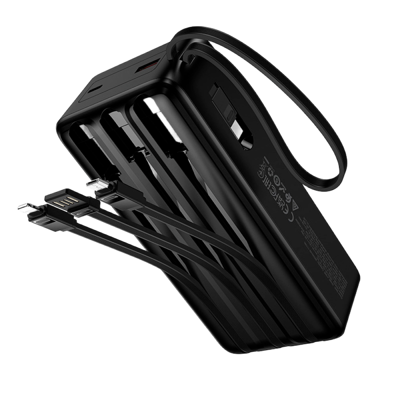 Picture of Hoco | J156B | 30000mAh Power Bank | 22.5W Fast Charge + PD 20W | USB-A Port + Built-in USB-C/Lightning/Micro Cables | LED Battery Display | ABS+PC Fire-Retardant | High-Capacity PowerBank for Android & iPhone