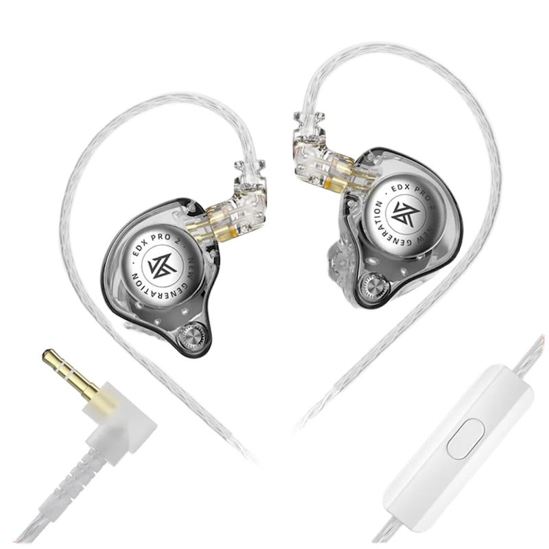 Picture of KZ | EDX Pro 2 | Wired In-Ear Monitor (IEM) with Mic | 10mm Super Linear Dynamic Driver, 24Ω, 107dB | Detachable 0.75mm 2-Pin Cable, 3.5mm Plug | Clear Bass for Music & Gaming.