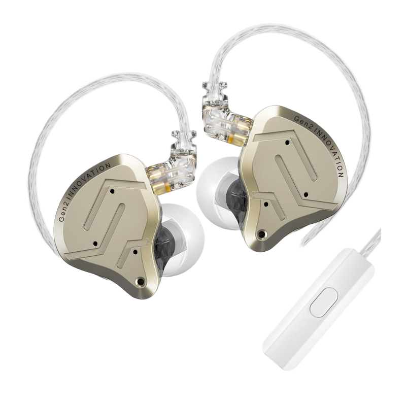 Picture of KZ | ZSN Pro 2 | Hybrid 1BA+1DD Wired In-Ear Monitor (IEM) with Mic | 10mm Dynamic + 30095 BA | Detachable 0.75mm 2-Pin, 3.5mm | Silver-Plated Cable | 26Ω, 108dB, 20–40kHz | Zinc-Alloy Faceplate & Resin Shell.