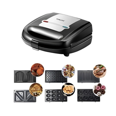 Picture of Sokany Sandwich Maker 6 in 1 SK-B908 | Steak Maker | Omelette Maker | Waffle Maker | Apple Crisps Maker | Donut Maker