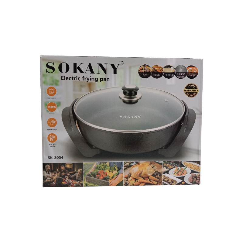 Picture of 1pc Sokany Electric Skillet/boiling Pan Sk-2004, 1500w High Power, Quick Boiling, Strong Firepower, Easy Operations, Easy To Clean, Multifunctional, Transparent Cover, Non-stick Pan Design, Heat-resistant Handle