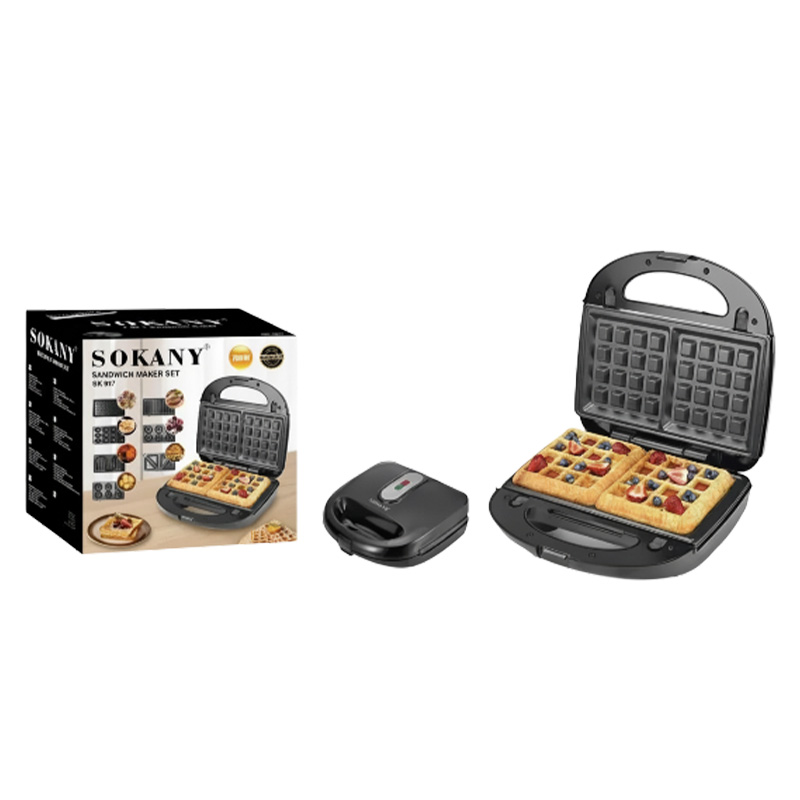 Picture of Sokany Sandwich Maker 7 in 1 SK-907 | Steak Maker | Omelette Maker | Waffle Maker | Apple Crisps Maker | Donut Maker | Monte Cristo | Banana Treats | Apple Turnovers |  Fried Eggs