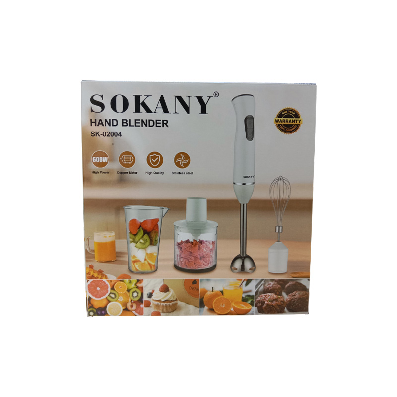 Picture of Sokany Hand Blender | Grinder | Mixer | Juicer | Beater | Chopper SK-02004 with 600ml beaker 800w blue LED light high power 4 in 1 electric hand stick blender