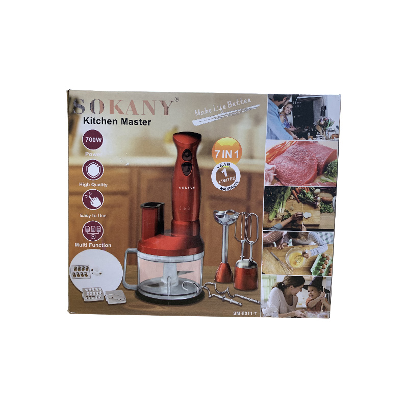 Picture of SOKANY  Kitchen Master  Make Life Betten  700W  Power  High Quality  Easy to Use  Multi Function  7 IN 1 SM-5011-7 |  Salad Maker | Juicer | Meat Grinder |  Coffee Mixer |  Egg Beater | Bean Paste |  Kima | Ice Crushing |  Mashing