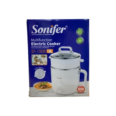 Picture of Sonifer  New Generation of Appliances  Multifunction Electric Cooker  STEAMING STEWING SHABUSHABU BOILING MULTI-FUNCTIONAL OPERATION  SF-1508  1.8L  With steamer - 600W POWER