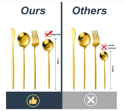 Picture of 24-Piece Gold Silverware Set Gold Flatware Set for 6, Gold Spoons and Forks Set, Stainless Steel Gold Cutlery Set for Home Kitchen Restaurant Wedding, Mirror Polished Utensils Set, Dishwasher Safe