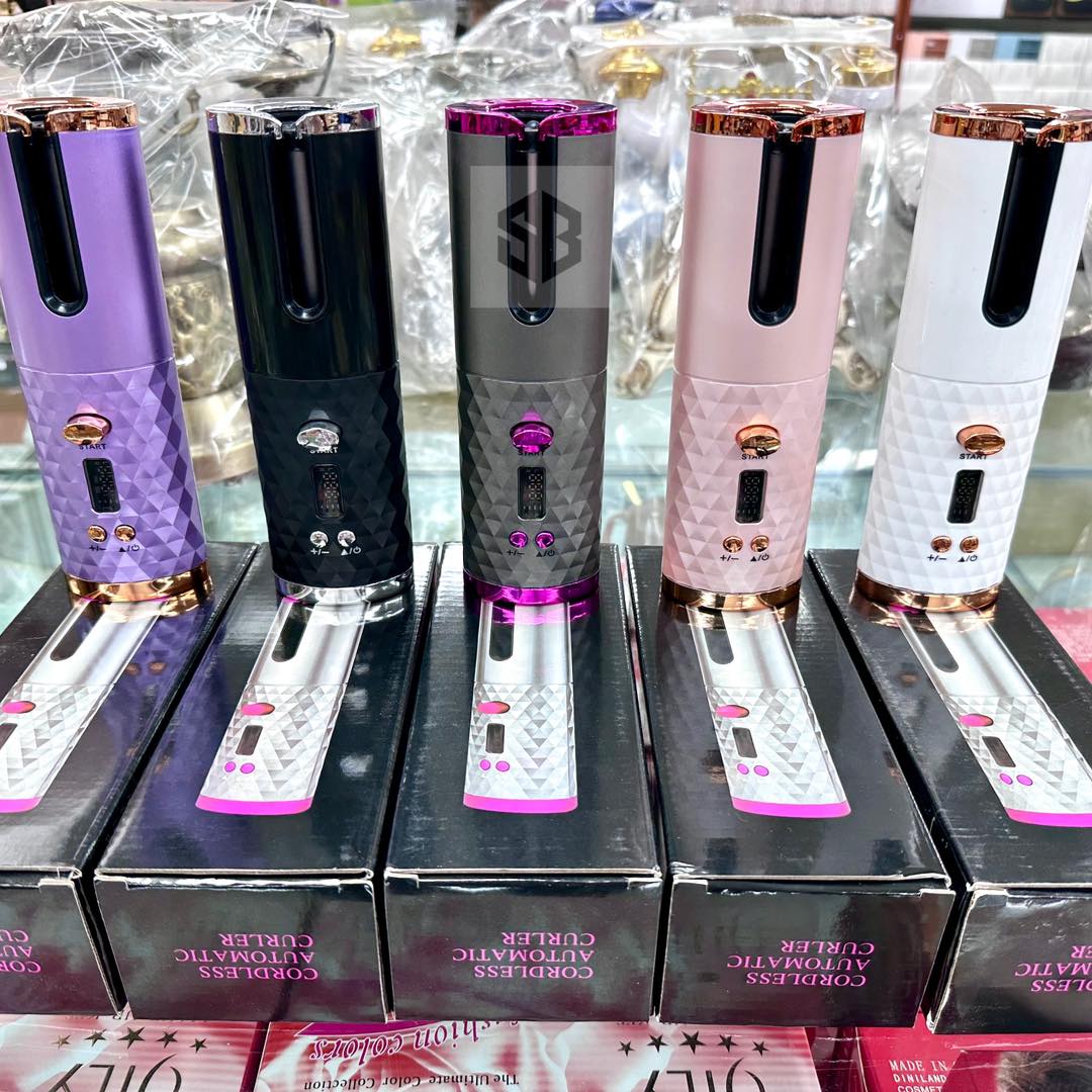 Picture of Automatic Curling Iron, Cordless Hair Curler, Auto Rotating Ceramic Hair Wand Curler w/ 6 Temp & Timer, Anti-Scald & Anti-Tangle, Portable Rechargeable Hair Curlers, Fast-Heating Hair Styling Tool