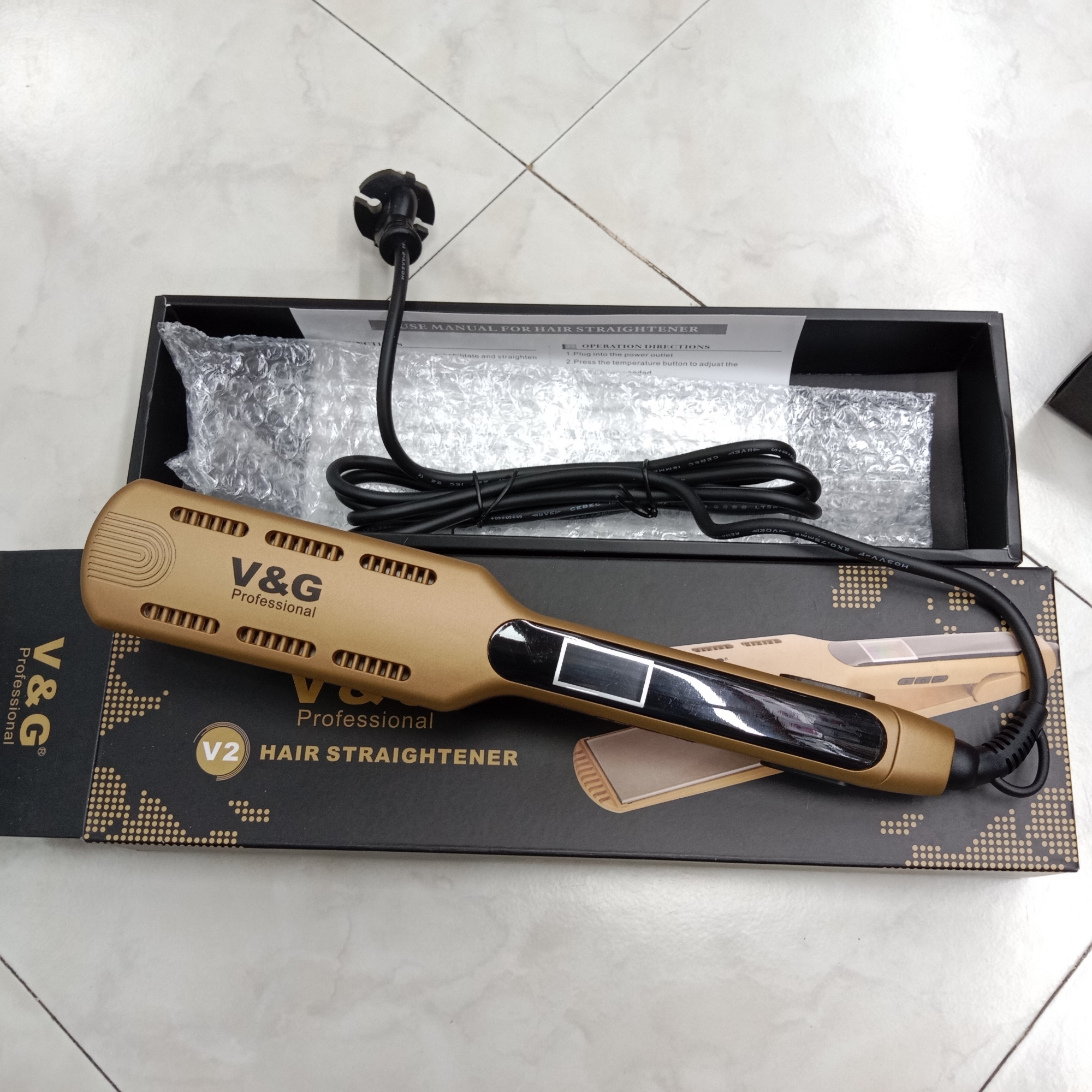 Picture of V&G V2 Professional Fast Warm-up Tourmaline wide Ceramic Heating Plate Thermal Performance Hair Straightener Styling Iron Tools Smooth Results