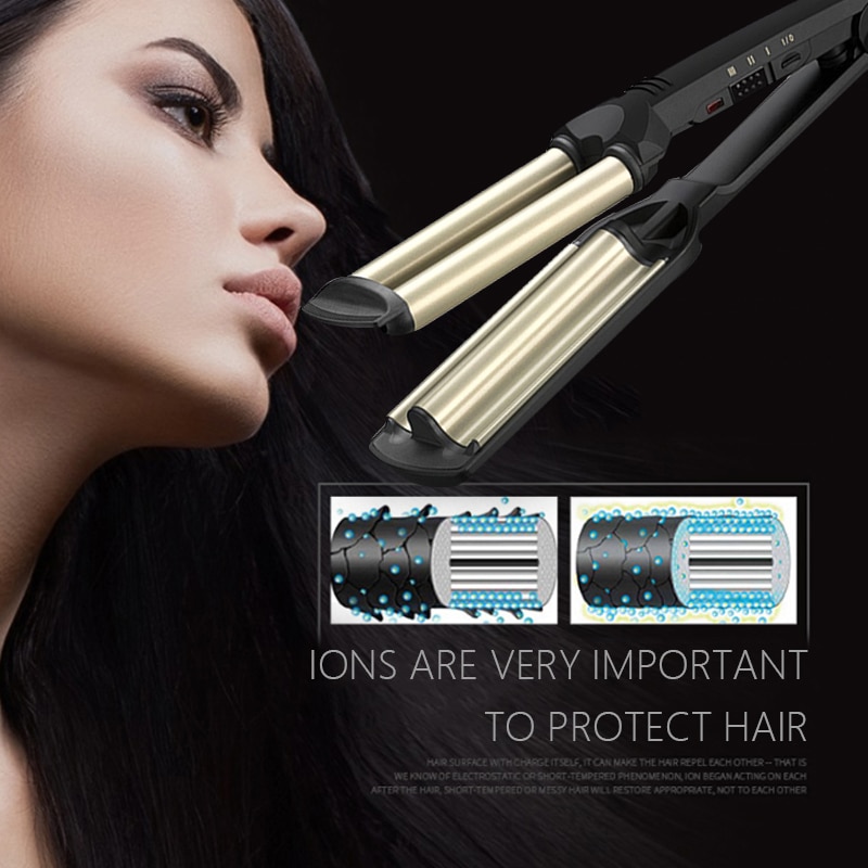 Picture of Kemei KM-2022 Ceramic Three Speed Thermostatic Constant Temperature Professional Wave Curling Irons Crimping Hair Iron Hairtools