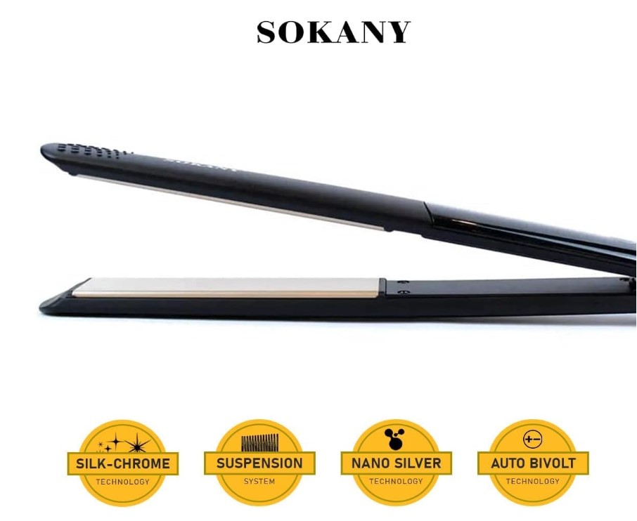 Picture of SOKANY Hair Straightener, Salon-Quality Styling, Fast Heat Up in 30 Seconds, Temperature Settings up to 750°F, Ceramic Plates Protect, 50W, Ceramic Coating Plates, Digital Screen, 1901