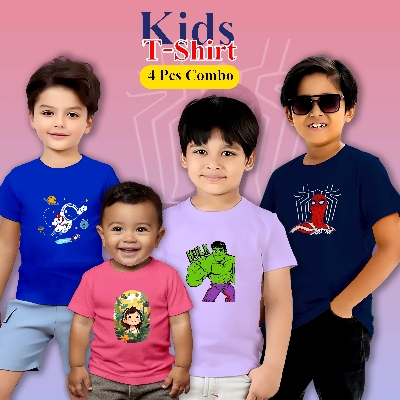Picture of Kids Spiderman 4 Pcs Combo T-Shirt (Cotton)