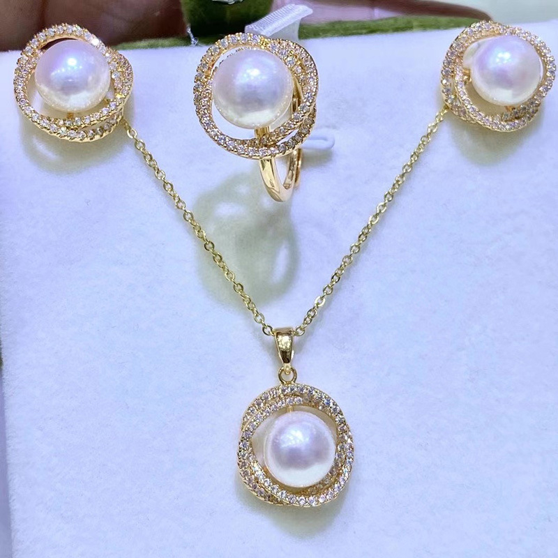Picture of Downstream live broadcast popular flower blooming wealth pearl set pendant earrings ring women Korean style clavicle chain temperament versatile