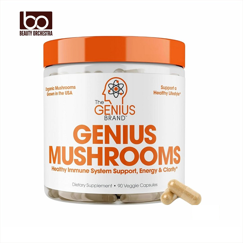 Picture of The Genius Mushroom Supplement - Lions Mane, Cordyceps, Reishi - Brain Nootropic for Energy, Focus, Overall Wellness, & Immune Support - 90 Capsules