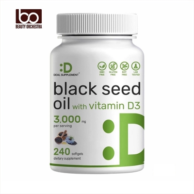 Picture of DEAL SUPPLEMENT Black Seed Oil 3000mg with Vitamin D3 2000IU, 240 Softgels | Cold-Pressed Nigella Sativa, Naturally Occurring Thymoquinone (TQ) | Immune, Heart, Joint & Bone Health Support