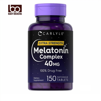 Picture of Carlyle Melatonin 40mg Complex | 150 Fast Dissolve Tablets | Extra Strength Support | with Ashwagandha and Chamomile | Vegetarian, Non-GMO, Gluten Free Supplement