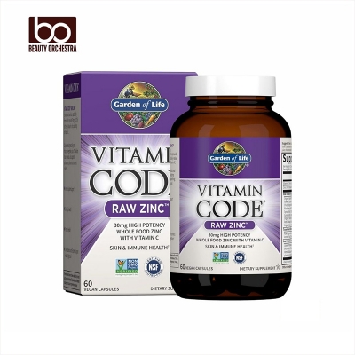 Picture of Garden of Life Zinc Supplements 30mg High Potency Raw Zinc and Vitamin C Multimineral Supplement Vitamin Code Vitamins Trace Minerals & Probiotics for Skin Health & Immune Support 60 Vegan Capsules