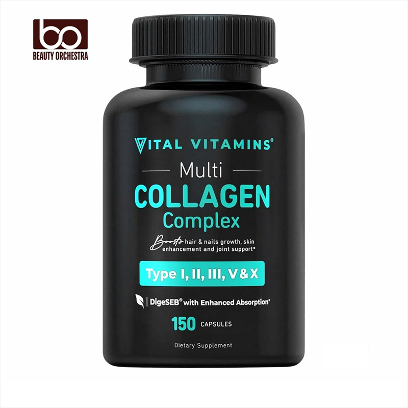 Picture of Vital Vitamins Multi Collagen for Women & Men - Type I, II, III, V, X - Grass Fed, Non-GMO - 150 Capsules