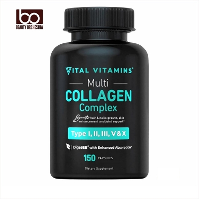Picture of Vital Vitamins Multi Collagen for Women & Men - Type I, II, III, V, X - Grass Fed, Non-GMO - 150 Capsules
