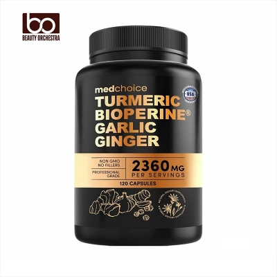 Picture of Medchoice Turmeric and Garlic Supplements with Bioperine 2360 mg (120 ct) Turmeric Ginger Root Capsules with Garlic - Turmeric Curcumin with Black Pepper for Joint, Digestion & Immune Support