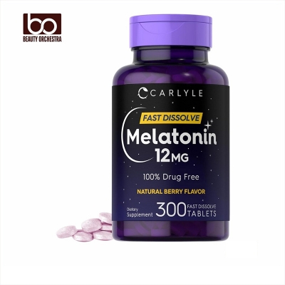 Picture of Carlyle Melatonin 12 mg Fast Dissolve 300 Tablets | Drug Free | Natural Berry Flavor | Vegetarian Non-GMO Gluten Free
