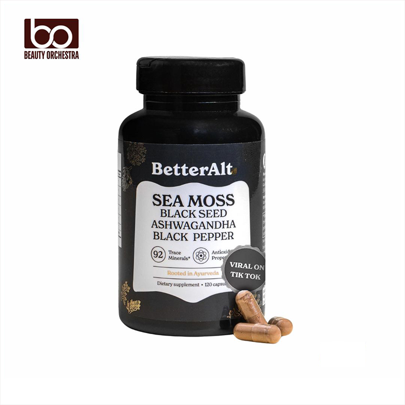 Picture of BetterAlt Seamoss Capsules- Irish Sea Moss with Black Seed Oil Ashwagandha & Black Pepper - 60 Servings, 120 Capsule