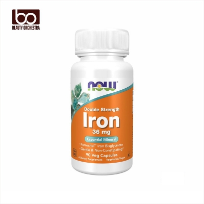 Picture of NOW Iron 36 mg Double Strength Non-Constipating Essential Mineral 90 Veg Capsules