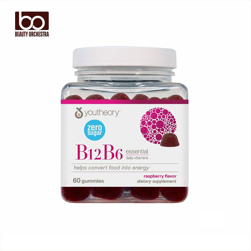 Picture of Youtheory B12 B6 - Vegan Vitamin B6 & Vitamin B12 - Offers Brain Health Energy & Immunity Support - 60 Gummies