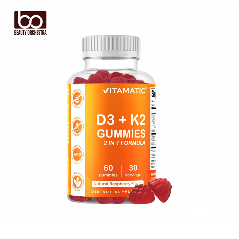 Picture of Vitamatic Vitamin D3 + K2 Gummies – 60 Count | Supports Bone, Heart & Immune Health – Promotes Calcium Absorption – Plant-Based