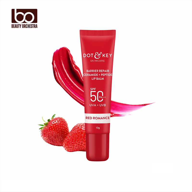 Picture of DOT & KEY Ceramide&Peptide Barrier Repair Lip Balm Spf 50,Pa+++|Red Romance|Uva/Uvb Lip Protection Soft Tinted Lip Moisturizer Boosts Collagen&Instantly Plumps Lip Prevents Pigmentation 10Gm