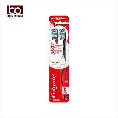 Picture of Colgate 360 Optic White Advanced Whitening Toothbrush, Adult Medium Toothbrush with Whitening Cups, Helps Whiten Teeth and Removes Odor Causing Bacteria, 2 Pack (Made In USA)