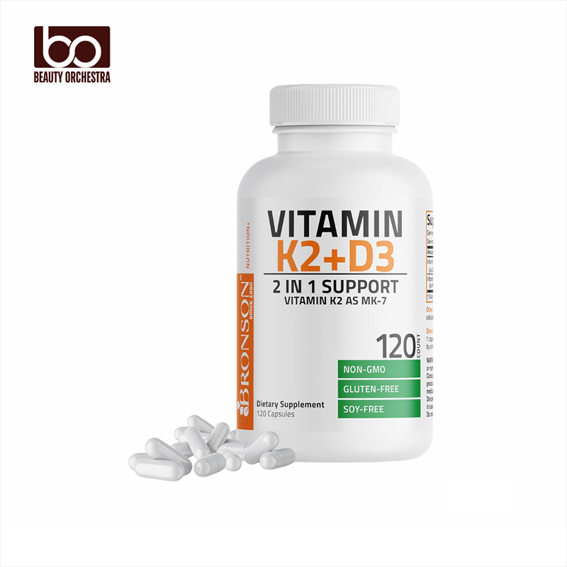 Picture of Bronson Vitamin K2 (MK7) with D3 Supplement Formula 5000 IU Vitamin D3 & 90 mcg K2 MK-7 120 Capsules