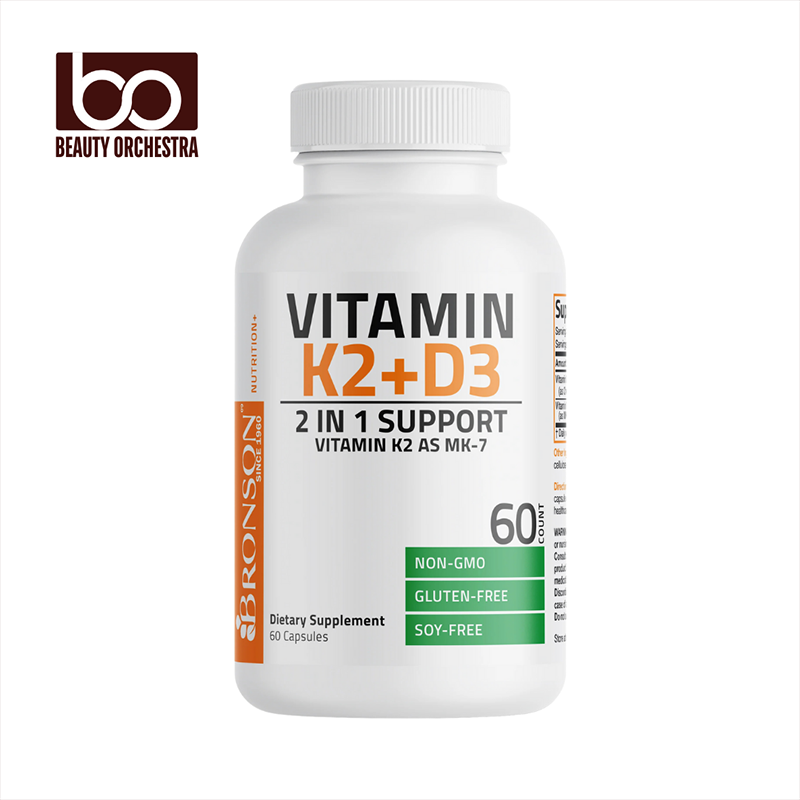 Picture of Bronson Vitamin K2 MK-7 Plus Vitamin D3 - 60 Capsules (D3 5000iu & K2 90mcg)