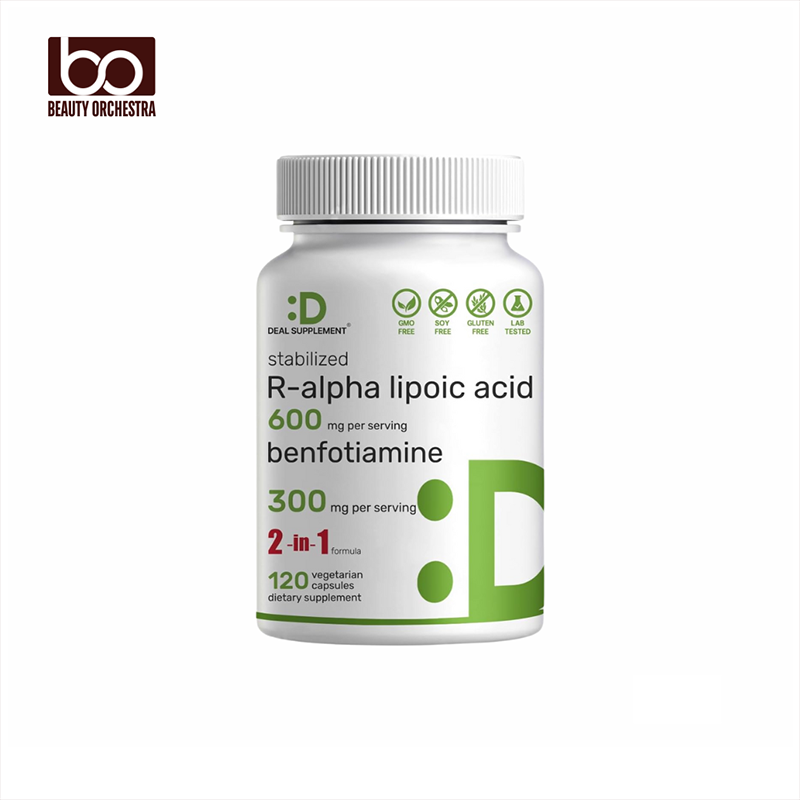 Picture of DEAL SUPPLEMENT R Alpha Lipoic Acid 600mg with Benfotiamine 300mg Per Serving 120 Veggie Capsules