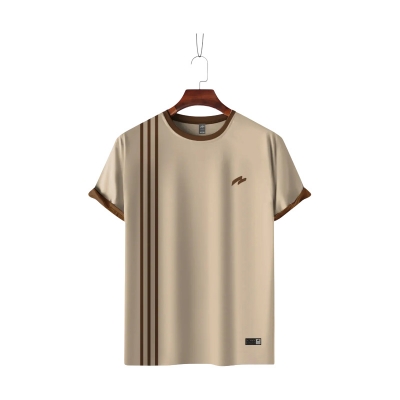 Picture of ZAIAX THREE LINE DESIGN CREAM TSHIRT- 3LINC