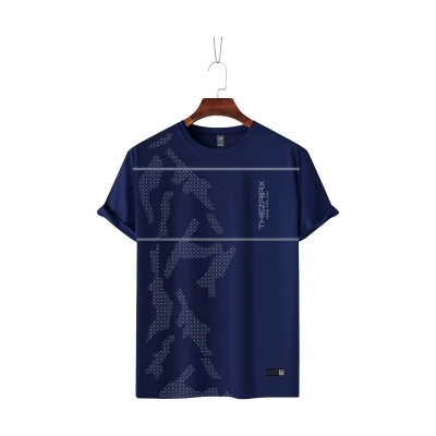 Picture of ZAIAX NAVY PRINT TSHIRT- HRMN