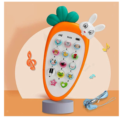 Picture of Cute Carrot Baby Cell Phone Colored Light Various Music Sound Machine Sleeping Toys With Teether Simulation Phone For Kids
