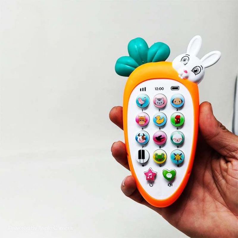 Picture of Cute Carrot Baby Cell Phone Colored Light Various Music Sound Machine Sleeping Toys With Teether Simulation Phone For Kids