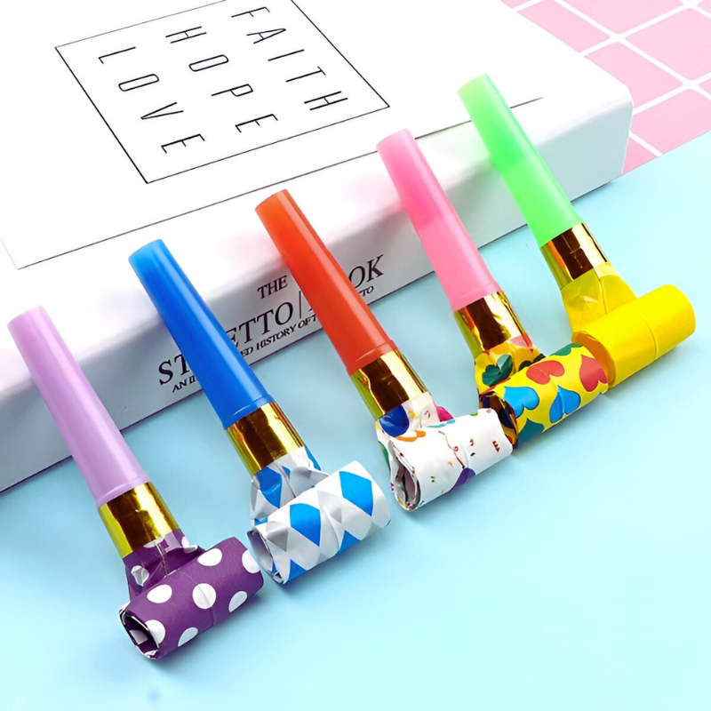 Party Blowing Dragon Whistle- Colorful Party Blowers Horns Whistles for Kids Birthday Party & Festival- (Pack of 10 Pcs)