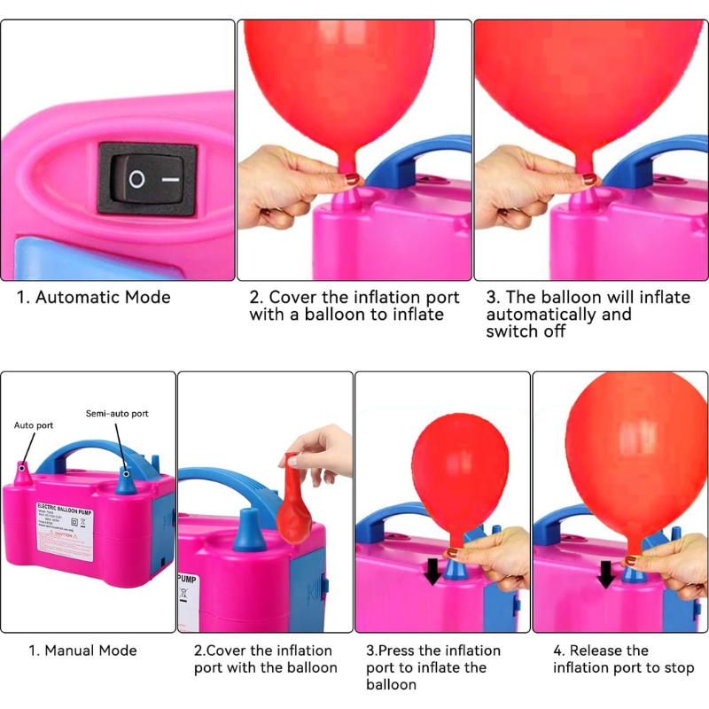 Electric Balloon Pump with Double Nozzle Inflator 110V-120V 600W High Power Blower Portable Pumper for Party, Wedding, Birthday & Event Decoration- (Pack of 1 Pcs)